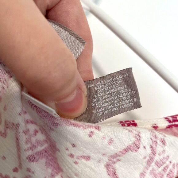 CHICO'S 2 White Pink Purple Blue Ombre Gradient Boho Printed Cotton Tee T-Shirt - Picture 9 of 12